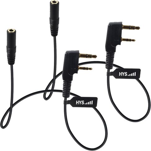 HYS 2-Pin to 3.5mm Female Plug Adaptor 1.48ft Cable for 2pin Kenwood & Baofeng Walkie Talkie – Connects to Listen Only 3.5mm Jack Headset and Two Way Handheld Amateur/Ham Radio (4pcs) in Kuwait