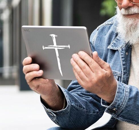Cross of Nails Decal Sticker | Cars Trucks Vans SUVs Windows Walls Cups Laptops | White| Cross of Nail White) MAZ-427 in Saudi Arabia