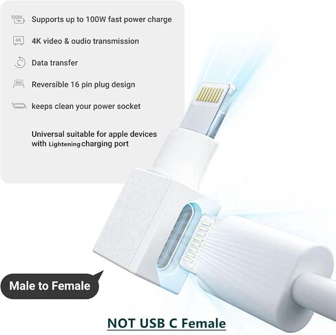 Right Angle Lightning Adapter Compatible with Lifeproof,Otterbox Case - 90 Degree Male to Female,2-Pack in Saudi Arabia