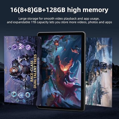 HUIHUANG Tablet 10 inch Android 14 Tablets, 16GB RAM 128GB ROM, 1TB Expand, Octa-Core, 5G/2.4G WiFi, Large Capacity Battery, 5MP + 8MP Dual Camera, Bluetooth 5.0, GPS, Drop Proof Case - Blue in Kuwait