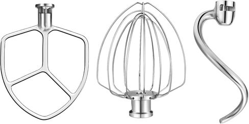 إكسسوارات الفولاذ المقاوم للصدأ لـ Kitchenaid 4.5-5 QT Mead Stand Mixer ، وتشمل 6 أسلاك خفقة ، خافق مسطح ، خطاف العجين للمطبخ ، آمن غسالة الصحون ، وملاءمة لـ KSM45 ، KSM150 in Kuwait