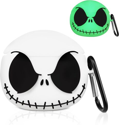 Boaretiu for Airpods 4 Case - 3D Glow in The Dark Cute Funny Smiley Skull Character Anime Scary Horror Cool Cover Design with Carabiner Keychain for Women Girls Girly Boy for Airpod 4 Case, Skeleton in Kuwait