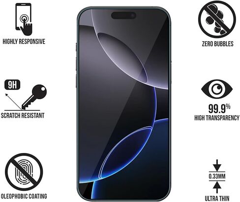 واقي شاشة الضوء الأزرق لجهاز iPhone 16 Pro 3 Pack Atti Light Light Glass for iPhone 16 Pro (6.3inch) in Kuwait