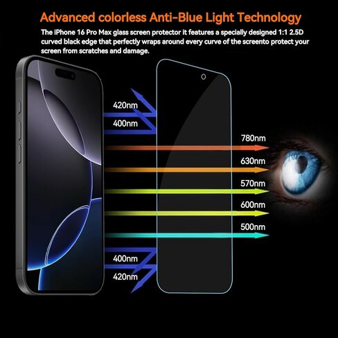واقي شاشة الضوء الأزرق لجهاز iPhone 16 Pro 3 Pack Atti Light Light Glass for iPhone 16 Pro (6.3inch) in Kuwait