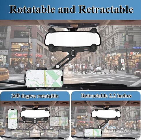 for Magsafe Car Mount, Rear View Mirror Phone Holder, Rotatable and Retractable Phone Holder for Car Compatible with iPhone 15/14/13/12 Series and All Phones with Magsafe Case or Metal Ring in Saudi Arabia