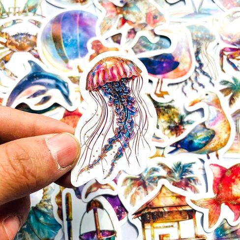 60Pcs Black White Outdoor Travel Nature Stickers - Vinyl Waterproof Forest Wildlife Camping Stickers for Water Bottles,Laptops,Scrapbooks,Luggage in Kuwait