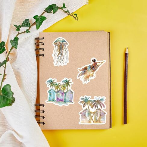 60Pcs Black White Outdoor Travel Nature Stickers - Vinyl Waterproof Forest Wildlife Camping Stickers for Water Bottles,Laptops,Scrapbooks,Luggage in Kuwait