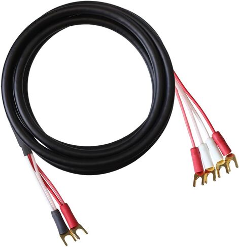 كابل مكبر الصوت Blue Jeans Cable Canare 4S11، مع نهايات سلك ثنائي ملحومة بالموجات فوق الصوتية (كابل واحد - لمكبر صوت واحد)؛ تم تجميعها في الولايات المتحدة الأمريكية (6 أقدام، موزتان إلى أربع موزات، أسود) in Kuwait