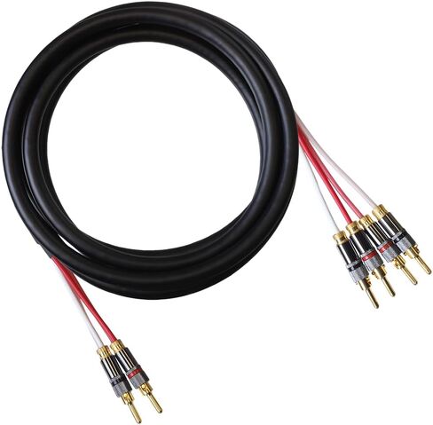 كابل مكبر الصوت Blue Jeans Cable Canare 4S11، مع نهايات سلك ثنائي ملحومة بالموجات فوق الصوتية (كابل واحد - لمكبر صوت واحد)؛ تم تجميعها في الولايات المتحدة الأمريكية (6 أقدام، موزتان إلى أربع موزات، أسود) in Kuwait