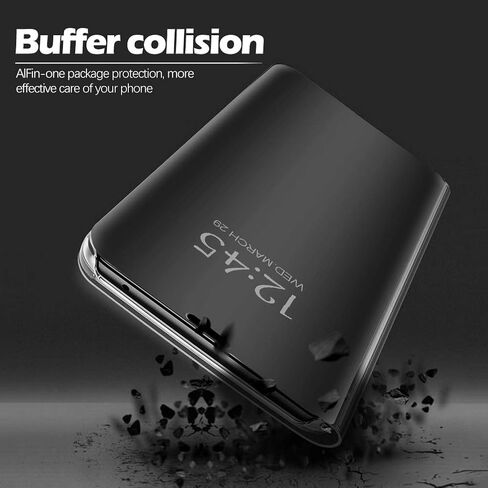 Compatible with Samsung Galaxy S25 Plus Case Flip Leather Cover Clear S-View Mirror Shockproof Cover with Kickstand Anti-Scratch Protective Phone Cases Cover for Samsung S25 Plus 5G (Silver) in Kuwait