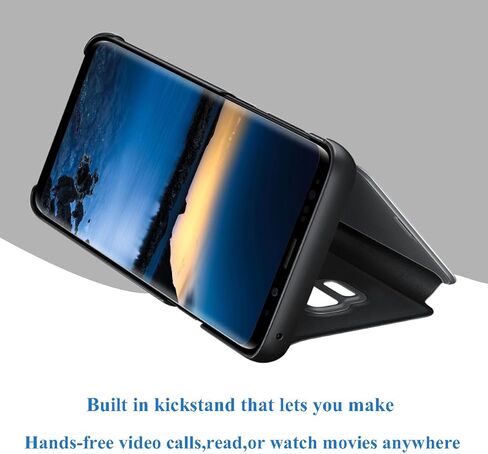 Compatible with Samsung Galaxy S25 Plus Case Flip Leather Cover Clear S-View Mirror Shockproof Cover with Kickstand Anti-Scratch Protective Phone Cases Cover for Samsung S25 Plus 5G (Silver) in Kuwait