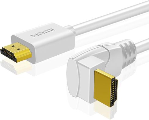 TNP 4K HDMI كابل الزاوية اليمنى 270 درجة (3 قدم) - أبيض عالية السرعة 18GBPS HDMI سلك 4K 60Hz HDR 2K 2160P 1080P 1440P 3D ARC/EARC Ethernet لألعاب الفيديو Xbox One X PS 4 Pro in Kuwait