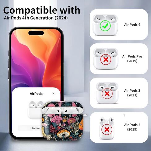 غطاء حالة لطيف متوافق مع Airpods 4th Generation 2024 ، مقاوم للصدمات للنساء والفتيات مع مشبك ذهبي لطيف-تصميم وقائي ومضاد للسفار (كرز لطيف) in Kuwait
