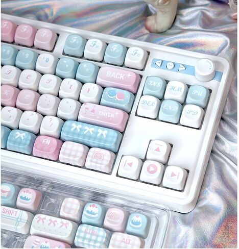 PBT Material Gradient Purple keycaps MOA XDA Profile Round keycaps Set Mechanical Keyboard keycaps Compatible with Cherry MX switches,Gateron,TTC and Clones (MOA-Starry River Dream) in Saudi Arabia