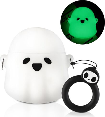 BOARETIU for Airpods Pro/Pro 2nd Generation - Ghost Kawaii Cute Luminious مع سلسلة مفاتيح لـ Airpods Pro & Pro 2 Case Cover Funny 3D Soft Silicone Cool Cool for Girls Teens Boys in Kuwait