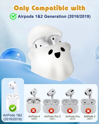 BOARETIU for Airpods Pro/Pro 2nd Generation - Ghost Kawaii Cute Luminious مع سلسلة مفاتيح لـ Airpods Pro & Pro 2 Case Cover Funny 3D Soft Silicone Cool Cool for Girls Teens Boys in Kuwait