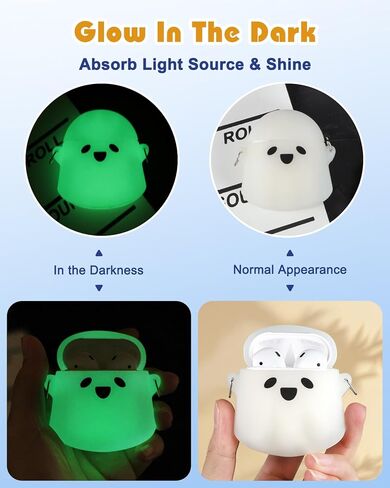 BOARETIU for Airpods Pro/Pro 2nd Generation - Ghost Kawaii Cute Luminious مع سلسلة مفاتيح لـ Airpods Pro & Pro 2 Case Cover Funny 3D Soft Silicone Cool Cool for Girls Teens Boys in Kuwait