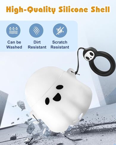 BOARETIU for Airpods Pro/Pro 2nd Generation - Ghost Kawaii Cute Luminious مع سلسلة مفاتيح لـ Airpods Pro & Pro 2 Case Cover Funny 3D Soft Silicone Cool Cool for Girls Teens Boys in Kuwait
