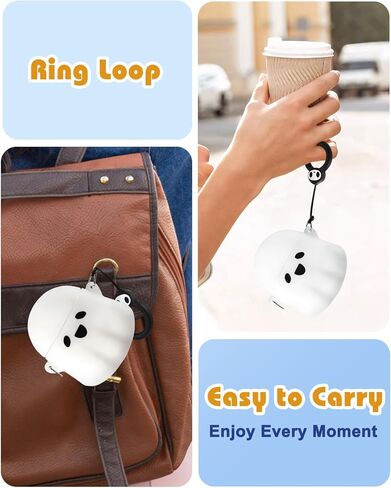 BOARETIU for Airpods Pro/Pro 2nd Generation - Ghost Kawaii Cute Luminious مع سلسلة مفاتيح لـ Airpods Pro & Pro 2 Case Cover Funny 3D Soft Silicone Cool Cool for Girls Teens Boys in Kuwait
