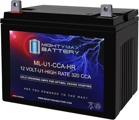 Mighty Max Battery ML-U1-CCAHR-XRP -12 Volt, 320 CCA, Nut and Bolt (NB) Terminal, Rechargeable SLA AGM Battery in Saudi Arabia