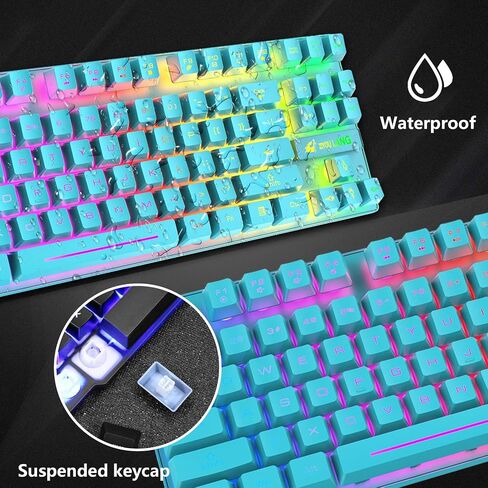 LexonElec Wireless RGB Backlit Gaming Keyboard Mouse Combo,Rechargeable 3800mAh Battery, 87-Key Mechanical Feel Keyboard, Quiet Mouse and Mouse Pad for Gamers and Office Typists(White) in Kuwait