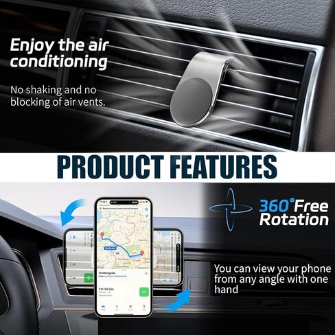 حامل الهاتف المغناطيسي للسيارة ، حامل الهاتف لتهوية هواء سيارتك ، حامل الهاتف الخلوي القابل للتعديل ، مركبة شاملة للهاتف مجانًا لجميع الهواتف الذكية (أسود) in Kuwait