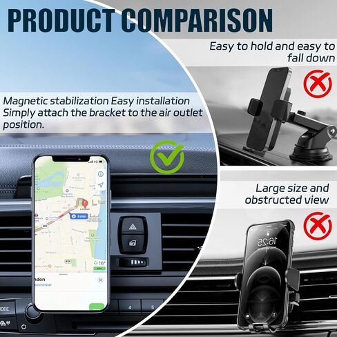 حامل الهاتف المغناطيسي للسيارة ، حامل الهاتف لتهوية هواء سيارتك ، حامل الهاتف الخلوي القابل للتعديل ، مركبة شاملة للهاتف مجانًا لجميع الهواتف الذكية (أسود) in Kuwait