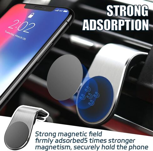 حامل الهاتف المغناطيسي للسيارة ، حامل الهاتف لتهوية هواء سيارتك ، حامل الهاتف الخلوي القابل للتعديل ، مركبة شاملة للهاتف مجانًا لجميع الهواتف الذكية (أسود) in Kuwait