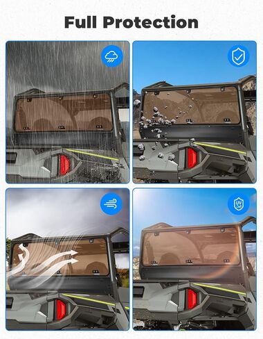 KEMIMOTO Rear Hard Windshield Rear Window Compatible with Polaris General 1000 / General 4 1000 / General XP 1000 / General XP 4 1000 Clear Scratch Resistant Window Accessories in Kuwait