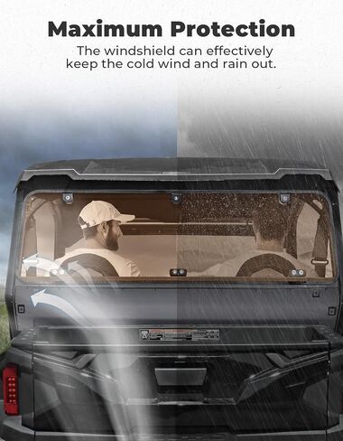 KEMIMOTO Rear Hard Windshield Rear Window Compatible with Polaris General 1000 / General 4 1000 / General XP 1000 / General XP 4 1000 Clear Scratch Resistant Window Accessories in Kuwait