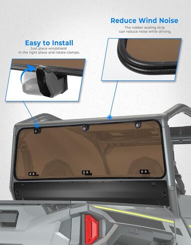 KEMIMOTO Rear Hard Windshield Rear Window Compatible with Polaris General 1000 / General 4 1000 / General XP 1000 / General XP 4 1000 Clear Scratch Resistant Window Accessories in Kuwait
