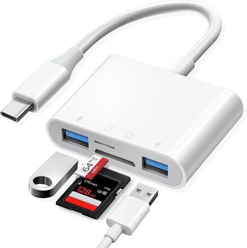 USB C SD Card Reader USB-C إلى SD MicroSD XD Picture MS Memory Stick Compact Flash ، Type C 6 Slots Trail Cameras Adapter for iPhone 15 16 iPad Mac Macbook Macbook المزيد من أجهزة USBC in Kuwait