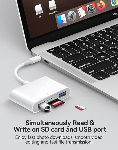 USB C SD Card Reader USB-C إلى SD MicroSD XD Picture MS Memory Stick Compact Flash ، Type C 6 Slots Trail Cameras Adapter for iPhone 15 16 iPad Mac Macbook Macbook المزيد من أجهزة USBC in Kuwait