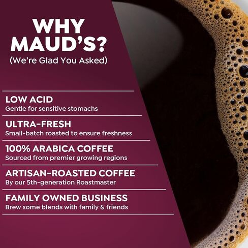 Maud's Dark Roast Coffee Pods, 100 ct - Tall, Dark & Handsome Coffee Blend - 100% Arabica Dark Roast Coffee, Solar Energy Produced Recyclable Pods Compatible with Keurig K Cups Maker in Saudi Arabia