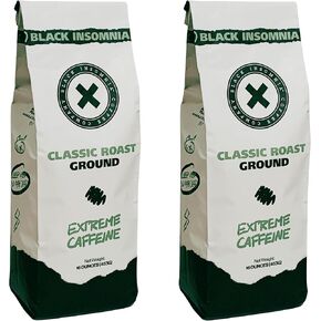 Black Insomnia Extreme Caffeine Coffee - World's Strongest Highly Caffeinated Coffee - Classic Roast Ground - 1lb in Saudi Arabia