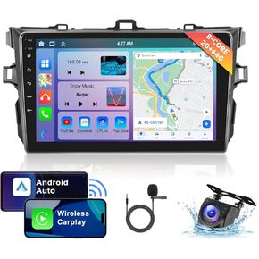 [8 Core 2G + 64G] لـ Toyota Corolla 2009-2013 CAR Radio مع Carplay/Android Auto ، 9 بوصة Android 13 IPS Screen Car Stero ، Bluetooth ، GPS ، WiFi ، SWC ، DSP + Camera Backup Camera