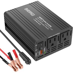 600 واط العاكس من 12 فولت إلى 110 فولت ، DC إلى AC Car Power العاكس للمركبات مع 65W USB-C الشحن السريع 24W USB-A محول مقبس AC مزدوج للهاتف ، الكمبيوتر المحمول ، الرحلة البرية ، القيادة الطويلة ، التخييم