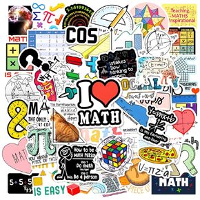 Math Stickers Pack, 50pcs Cute Math Stickers for Kids, Funny Math Gift for Student Teacher, Love Math Decals for Water Bottle Laptop Scrapbook, Math Related Stickers (Math)