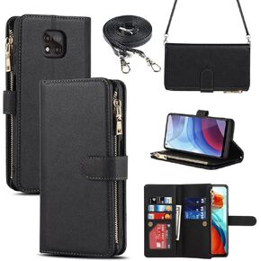 Icovercase لـ Motorola Moto G Power 2021 Wallet Wallet مع حامل البطاقة ، تميز كيك ستاند بجلس جلدية مع غطاء قابل للتشابك القابل للتعديل مشابك مغناطيسي (أرجواني)