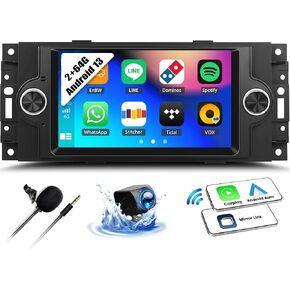1+32G Android 13 Car Stereo for Dodge RAM 1500/2500/3500 2006-2008 ، Dodge Durango 2005-2008 ، Chrysler 300 Touring/300C/300M 2005-2007 ، Jeep Grand Cherokee 2005-2009،6.2 "WIVI GPS BT FM RDS
