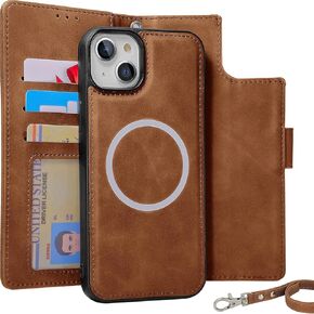 محفظة Case for iPhone 14 Plus Wallet ، 6.7 بوصة ، حاملي بطاقات علبة جلدية قابلة للفصل ، ودعم شحن Magsafe اللاسلكي ، و Kickstand Phone Cover RFID Forting ، Black