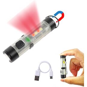 Rechargeable Keychain Flashlight, 300 Lumens USB C Rechargeable EDC Gadget, Portable Small Mini Led Flashlight with Pocket Clip for Camping, Hiking, Emergencies, Gift, Glow in Dark (1 Pack)