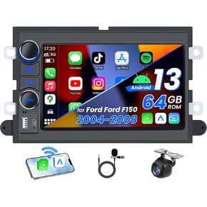 ستيريو راديو سيارة لفورد F150 2004 2005 2006 2007 2008: (2+64G) 7 بوصة HD HED SCRESSING UND مع CARPLAY/Android Auto GPS MAVIGINES - 1280 * 800 Backup Camera