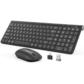 JOYACCESS 2.4GHz Wireless Keyboard Mouse Combo, Ergonomic Wireless Computer Keyboard Compatible with Win 7/8/10, MacBook Pro/Air, Laptop, PC - Black