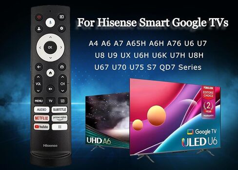 OEM Replacement Remote Control for All Hisense UHD 4K ULED Smart Google TVs with Voice Control 43A6H 50A6H 55A6H 65A6H 75A6H 50U6H 55U6H 65U6H 75U6H75U8H (Netflix/Prime/YouTube/Disney+/Tubi/Peacock) in Saudi Arabia