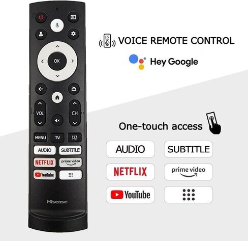 OEM Replacement Remote Control for All Hisense UHD 4K ULED Smart Google TVs with Voice Control 43A6H 50A6H 55A6H 65A6H 75A6H 50U6H 55U6H 65U6H 75U6H75U8H (Netflix/Prime/YouTube/Disney+/Tubi/Peacock) in Saudi Arabia