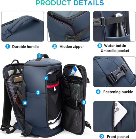 Bange 40L سفر على ظهره مع مقصورة الأحذية ، حزمة كبيرة من السعة في Weekender Daypack تناسب 17.3 بوصة كمبيوتر محمول ، حقيبة تحمل على الأمتعة مع حامل زجاجة ماء للسفر ، المشي لمسافات طويلة ، الأعمال in Kuwait