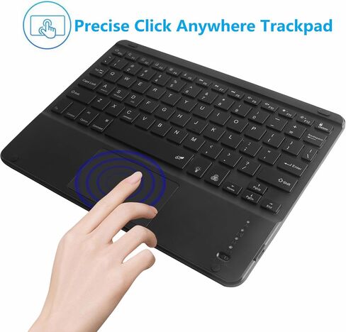 Bluetooth Keyboard with Touchpad,Ultra Silm 7 Colors Backlit Wireless Keyboard Rechargeable Portable Keypad with Trackpad for iPad iOS Android Windows Tablets PC Smartphone Universal(White) in Kuwait
