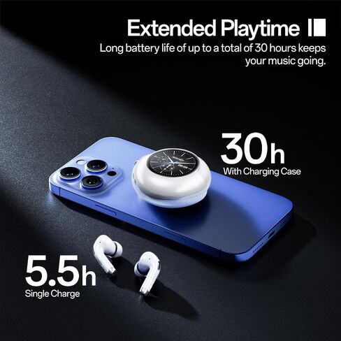 Wireless Earbuds with Smart Touchscreen IPX4 Waterproof in Ear Earphones with Mic,Bluetooth 5.4 Headphones Bass Stereo,40H Playtime for Laptop Pad Phones Sports Workout (Black) in Kuwait
