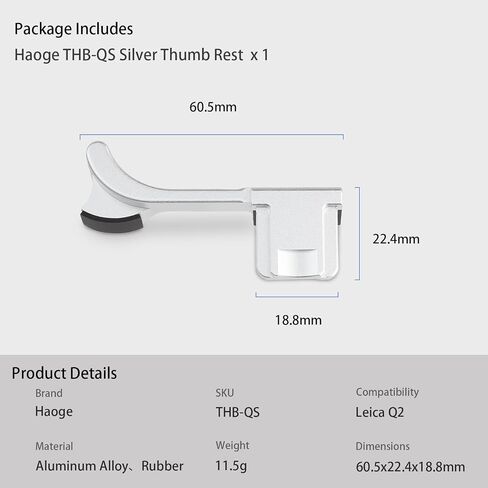 Haoge Metal Thumbs Up Hand Grip for Leica Q2 Camera Black THB-QB Hot Shoe Thumb Up Rest in Saudi Arabia